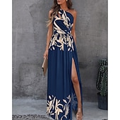 preiswerte Kleider für den-Damen kleid lang Ballkleid abendkleider Schaukelkleid Smaragdgrünes Kleid Elegant Party Romantisch Urlaub Party kleid hochzeitsgast Schlank Blumen Einfarbig Ärmellos Ein-Schulter Schwarz Weiß Rosa