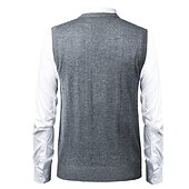 cheap Men&#039;s Pullover Sweater-Men&#039;s Sweater Sweater Vest Pullover Ribbed Knit Knitted Plaid V Neck Stylish Casual Daily Wear Vacation Clothing Apparel Spring &amp;  Fall Camel Black S M L