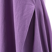 halpa design puuvilla- ja pellavamekot-Naisten Purppura Ruskea Tumman sininen Kesä Kevät Maksimekko Puuvillaiset pellavamekot Rento mekko Puuvillapellavamekko Perus Vapaa-aika Kypsä ulko- Loma Päivittäin Loose Fit Puhdas väri