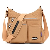 cheap Crossbody Bags-Black Nylon Crossbody Bag for Women – Lightweight Travel Shoulder Bag with Multiple Zipper Pockets