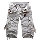cheap Classic-Men&#039;s Cargo Shorts Shorts Capri Pants Multi Pocket Straight Leg Solid Colored Comfort Wearable Calf-Length Outdoor Daily Sports Stylish Yellow Army Green
