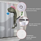 levne Sprchové závěsy-Sada závěsů do sprchy s dinosaury 180cm*180cm(70&quot;*70&quot;) s háčky do koupelny bílý veselý látkový závěs pro děti skvělý roztomilý a jedinečný doplněk do koupelny s ramenem