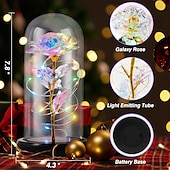 cheap Novelties-Galaxy Rose Lamps Flowers Rose Eternal Rose in Glass Led Light Up Rose Dome Decor Valentines Day Gifts for Women Girlfriend Wife Mothers Day Wedding