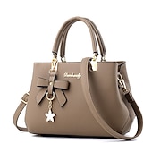 abordables Cabas et fourre-tout-Femme Sac à main Sac bandoulière Cartable Sac à Poignée Supérieure faux cuir Bureau du quotidien Rendez-vous Noeud Couleur unie Vin Noir Rose dragée
