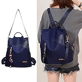 abordables Sacs à dos de Collège-Femme sac à dos Sac d&#039;Ecole Cartable sac à dos Extérieur du quotidien Couleur unie Oxford Ajustable Etanche Pendentif Noir Rouge Bleu