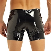 economico Pantaloncini casual-Per uomo Pantaloncini casual Pantaloncini in ecopelle Tinta unita Comfort Morbido Interni Informale Mini abiti Sensuale Effetto bagnato Nero