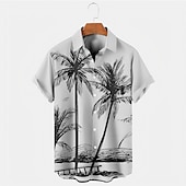 cheap Tropical Plants-Men&#039;s Coconut Tree Tropical Plants Shirt Summer Hawaiian Shirt Aloha Shirt Short Sleeves Shirt Turndown Tropical Fashion Hawaiian Outdoor Street Hawaiian Blue Purple Brown S M L