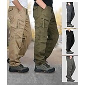 economico Pantaloni cargo-Per uomo Pantaloni cargo Pantaloni tattici Pantaloni Compatto Pantaloni da lavoro Multi tasca Gamba dritta Liscio All&#039;aperto Sport Lunghezza intera Ufficio Sport Sportivo Sport Nero Giallo
