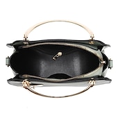 cheap Handbag &amp; Totes-Women&#039;s Black Faux Leather Handbag with Gold Cat Charm and Metal Handle - Stylish Crossbody for Casual or Formal Use