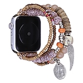 baratos Pulseiras de Apple Watch-Corda trançada artesanal Compatível com Pulseira Apple Watch 38mm 40mm 41mm 42mm 44mm 45mm 49mm Feminino Com Miçangas Boho Contas pulseira de substituição para iwatch Ultra 2 Series 9 8 7 SE 6 5 4 3