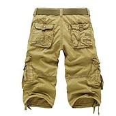 cheap Classic-Men&#039;s Cargo Shorts Shorts Capri Pants Multi Pocket Straight Leg Solid Colored Comfort Wearable Calf-Length Outdoor Daily Sports Stylish Yellow Army Green