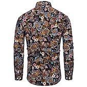 ieftine Model etnic-Bărbați Floral Imprimeu Paisley Cămașă Cămașă Boho Manșon Lung Sport Modă Șic Stradă În aer liber Zilnic Toamna iarna Răsfrânt Imprimeu Buton în jos Negru Roșu-aprins Mov Trifoi