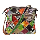 economico Borse a Tracolla-borsa a tracolla in pelle patchwork colorata da donna - borsa in stile bohémien con accenti floreali