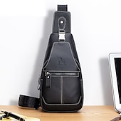 preiswerte Taschen für Herren-braune Sling Bag aus Leder für Herren mit verstellbarem Riemen und mehreren Reißverschlusstaschen – stylische Crossbody-Reise- und Freizeit-Umhängetasche