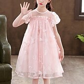 baratos Vestidos para Menina das Flores de Casamento-Princesa Até os Joelhos Vestido para Meninas das Flores Festa de Casamento Meninas Lindo Vestido de Baile Renda com Renda Estilo Praia Ajuste 3-16 anos
