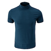 voordelige basis t-shirts-Voor heren T-shirt Coltrui Korte mouw Hoge nek Zomer Effen Stijlvol Modern eigentijds Comfortabel Vakantie Uitgaan Casual / Dagelijks Koffie Top T-shirt voor mannen
