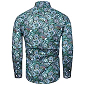 ieftine Model etnic-Bărbați Floral Imprimeu Paisley Cămașă Cămașă Boho Manșon Lung Sport Modă Șic Stradă În aer liber Zilnic Toamna iarna Răsfrânt Imprimeu Buton în jos Negru Roșu-aprins Mov Trifoi