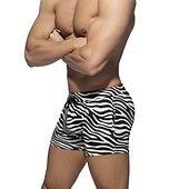 billiga Herrboxers-Herr 1-pack Boxershorts Badkläder Snörning Mönster Polyester Andningsfunktion Mjuk Färgblock Medium Midja Svart