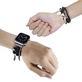 baratos Pulseiras de Apple Watch-Corda trançada artesanal Compatível com Pulseira Apple Watch 38mm 40mm 41mm 42mm 44mm 45mm 49mm Feminino Com Miçangas Boho Contas pulseira de substituição para iwatch Ultra 2 Series 9 8 7 SE 6 5 4 3