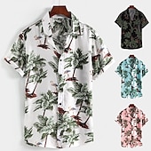 preiswerte Tropische Pflanzen-Herren Kokosnussbaum Palme Tropische Pflanzen Hemd Hawaiihemd Sommerhemd Aloha-Shirt Kurzarm Hemd Kragen Hawaiianisch Designer Brautkleider schlicht Outdoor Strasse Täglich Weiß Hellgrün Rosa S M L