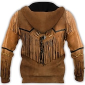 tanie męskie bluzy 3d-Męskie Wzory graficzne Bluza z Kapturem Z kapturem Bluzy Rozpinana bluza z kapturem Długi rękaw Bluza z kapturem Kaptur Moda miejska Druk 3D Sport i turystyka Codzienny Sport Brązowy Zamek Nadruk