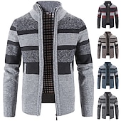 preiswerte Herren Strickjacke-Herren Pullover Strickjacke Zip Pullover Reißverschluss Pullover Jacke Gerippt Stricken Strick Farbblock Ständer Modisch Casual Sport Freizeitskleidung Bekleidung Herbst Winter Marineblau Blau M L XL