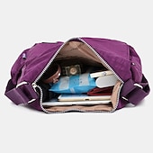 cheap Crossbody Bags-Black Nylon Crossbody Bag for Women – Lightweight Travel Shoulder Bag with Multiple Zipper Pockets