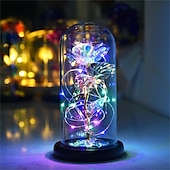cheap Novelties-Galaxy Rose Lamps Flowers Rose Eternal Rose in Glass Led Light Up Rose Dome Decor Valentines Day Gifts for Women Girlfriend Wife Mothers Day Wedding