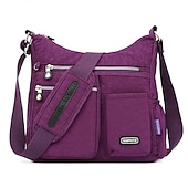 cheap Crossbody Bags-Black Nylon Crossbody Bag for Women – Lightweight Travel Shoulder Bag with Multiple Zipper Pockets