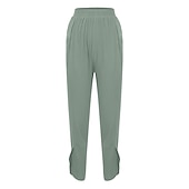 preiswerte Schlichte Hose aus Baumwollleinen-Damenhose aus Baumwollleinen mit Seitentaschen, weites Bein, locker lässig, Sommer, Herbst, Weiß, Hellblau, S, 2XL