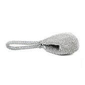 cheap Clutches &amp; Evening Bags-Women&#039;s Silver Rhinestone Evening Bag - Elegant Crystal Clutch with Wrist Strap for Weddings, Parties, and Formal Events