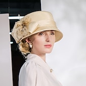 economico Cappelli per feste-cappelli in fibra bombetta / cappello a cloche tea party corsa di cavalli elegante con copricapo di piume copricapo / occasione speciale