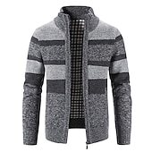 preiswerte Herren Strickjacke-Herren Pullover Strickjacke Zip Pullover Reißverschluss Pullover Jacke Gerippt Stricken Strick Farbblock Ständer Modisch Casual Sport Freizeitskleidung Bekleidung Herbst Winter Marineblau Blau M L XL