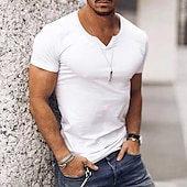 economico magliette di base-Per uomo Maglietta Maniche Corte Scollo a V Estate Semplice Streetwear Elegante Stile Moderno Vacanza Uscire Casual Quotidiano Nero Bianco Rosa Maglietta Top per Uomo