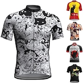 preiswerte Radtrikot Herren-Herren Radtrikot fahrradbekleidung Fahrradtrikot Kurzarm Fahhrad Trikot Shirt mit 3 Gesäßtaschen MTB Mountain Rennrad Atmungsaktiv Schnelltrocknend Feuchtigkeitsableitung Reflexstreiffen Schwarz Rot