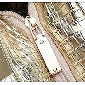 baratos Malas com Alça-bolsa tote feminina prateada com relevo de crocodilo | bolsa de ombro de couro sintético de grande capacidade para uso diário e no escritório – elegante e versátil