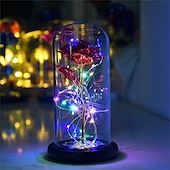 cheap Novelties-Galaxy Rose Lamps Flowers Rose Eternal Rose in Glass Led Light Up Rose Dome Decor Valentines Day Gifts for Women Girlfriend Wife Mothers Day Wedding