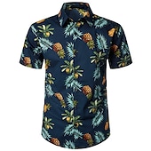 economico Cibo &amp; Bevande-Per uomo A foglia Frutta Banana Camicia Camicia hawaiana Camicia Aloha Maniche corte Camicia Collo ripiegabile Tropicale Di tendenza Hawaiano Strada Informale Hawaiano Nero Bianco Giallo S M L