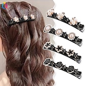 economico Accessori per acconciature-fermagli per capelli intrecciati in pietra di cristallo parkling con 3 piccoli fermagli fermaglio a becco d&#039;anatra a forma di perla fermaglio per capelli intrecciato con strass per donne/ragazze