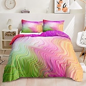economico Set copripiumino-biancheria da letto 3d copripiumino con stampa arcobaleno set di biancheria da letto copripiumino con 1 copripiumino o copripiumino stampato ， 1 foglio ， 2 federe per letto matrimoniale / regina / re