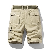 preiswerte Klassiker-Herren Cargo Shorts Kurze Hosen Shorts Kurze Hosen Multi Pocket Gerade geschnitten Bedruckt Einfarbig Komfort tragbar Knielänge Outdoor Täglich Sport Stilvoll Schwarz Blau