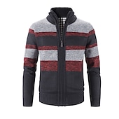 preiswerte Herren Strickjacke-Herren Pullover Strickjacke Zip Pullover Reißverschluss Pullover Jacke Gerippt Stricken Strick Farbblock Ständer Modisch Casual Sport Freizeitskleidung Bekleidung Herbst Winter Marineblau Blau M L XL