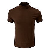 voordelige basis t-shirts-Voor heren T-shirt Coltrui Korte mouw Hoge nek Zomer Effen Stijlvol Modern eigentijds Comfortabel Vakantie Uitgaan Casual / Dagelijks Koffie Top T-shirt voor mannen