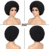 economico Parrucche storiche-parrucca anni &#039;70 parrucche afro per donne nere parrucche afro soffici rimbalzanti e morbide parrucche piene dall&#039;aspetto naturale per feste quotidiane costume cosplay parrucche di carnevale
