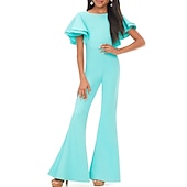 cheap Flower Girl Dresses-Jumpsuits Floor Length Flower Girl Dress Pageant &amp; Performance Juniors Cute Prom Dress Chiffon with Solid Color Elegant Fit 3-16 Years dress to impress