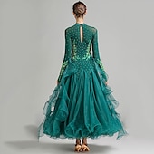 voordelige Ballroom danskleding-Ballroomdansen Kleding Borduurwerk Combinatie Kristallen / Bergkristallen Dames Prestatie Opleiding Lange mouw Netstof Spandex Organza