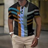 billiga Color Block Polo för män-Herr Rutig Våffelpikétröjor Golftröja Kortärmad Polotröjor Skjortor med krage Vintage Ledigt Semesterkläder Högtidskläder Festivalkläder Knappar 3D-utskrift Gul Rodnande Rosa Blå