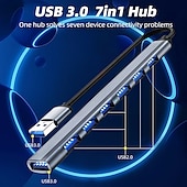 رخيصةأون محاور USB-usb hub 3.0 4/7-port for laptop usb c hub splitter multort adapter for macbook Compact data usb hub for mac pro mini ipad pro Surface pro lash drive mobile hdd