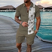 abordables Polo hawaïen pour homme-Homme Courbe Personnage POLO Polo hawaïen Tee Shirt Golf Ensemble Polo Manche Courte Chemise Col rabattu Plein Air Casual Noir Bleu Vert Kaki Zippé Imprimer Vêtement Tenue Mode Design Décontractées