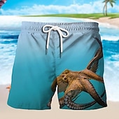 baratos Estampa Oceano-Homens oceano Estampas Abstratas Peixes Calção Justo de Natação Shorts de Natação Bermuda de Surf Cintura Média Havaiana Boho Casual Diário Feriado Com Cordão com forro de malha Cintura elástica